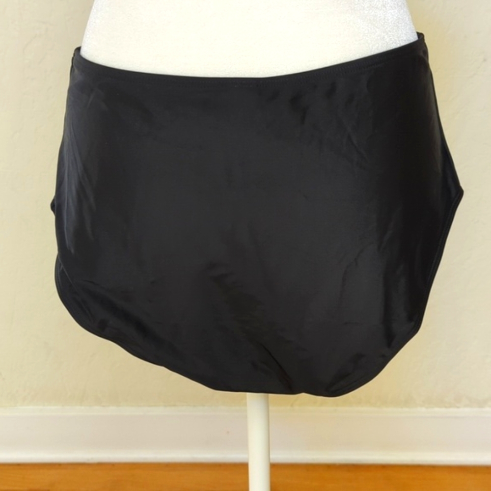 Yonique Tummy Control High Neck Tankini High Waisted Black Floral Swimsuit XL - Picture 10 of 14